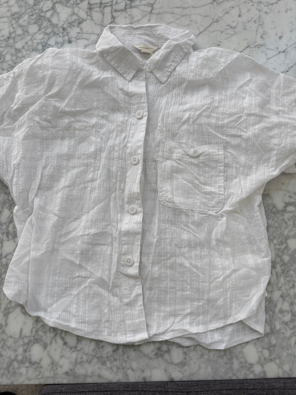 Aeropostale White Gauze Button Shirt